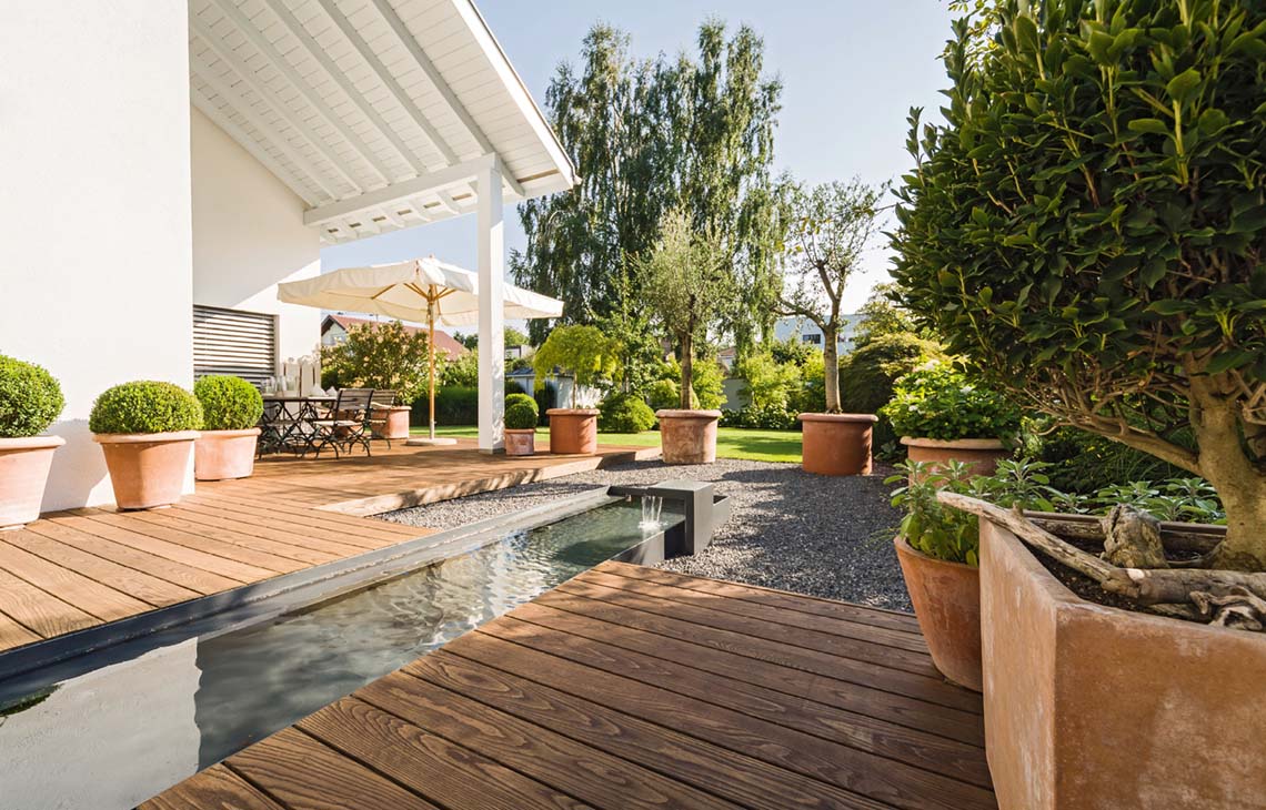 Gartenbau Inspiration Brunnen-garten Natur Projekt nachher